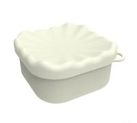 Porte-savon en silicone avec couvercle, 11,7 x 11,7 x 5,8 cm, boîte à savon portable, rangement hygiénique, base stable antidérapante, pour voyage et salle de bain (beige)