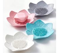 Porte-savon en silicone avec égouttoir. Support de savon de bain pour la douche. Plateau à savon pour l'évier de cuisine. Porte-savon en forme de fleur pour le comptoir, la baignoire. ensemble de 4 pi