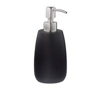 Relaxdays Porte-Savon Liquide, 300 ML, Rechargeable, Salle de Bain, Distributeur shampoing, Pompe en INOX, Rond, Noir, Acier Inoxydable, 1 unité