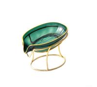 Porte-savon moderne en forme de feuille, style luxueux clair, vert foncé, matériau PET + fer métallique, essentiel pour la salle de bain (vert)