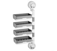 Porte-savon multi-couches à ventouse avec plateau rotatif pour salle de bain, avec drainage et nettoyage facile (4 couches)