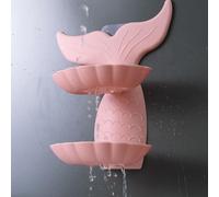 Porte-savon mural double couche Forme mignonne Porte-savon détachable pour la salle de bain Rose