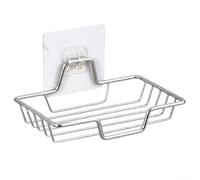 Porte-savon mural en acier inoxydable avec design en maille pour un rangement organisé dans la salle de bain, la cuisine et d'autres surfaces lisses, aucun outil nécessaire (argent 1)