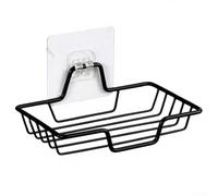 Porte-savon mural en acier inoxydable avec design en maille pour un rangement organisé dans la salle de bain, la cuisine et d'autres surfaces lisses, aucun outil nécessaire (noir 1)