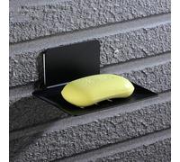 Porte-savon mural en acier inoxydable pour salle de bain et douche - Pour garder le savon sec et hygiénique (noir)