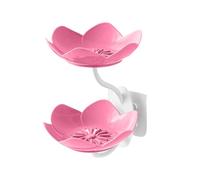 Porte-savon mural en forme de fleur sans perçage - Double forme de lotus - Étanche et antidérapant - Boîte à savon peu encombrante - Pour salle de bain, cuisine, hôtel, dortoir - Rose