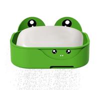 Porte-savon mural en forme de grenouille - Porte-savon pour comptoir de vidange rapide, plateau d'évier de cuisine, rangement des fournitures, pas de perforation, grande capacité pour la douche