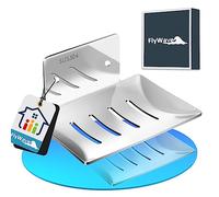 Porte Savon Mural FlyWave - 2 Options de Montage Sans Poinçon, Rotatif, en Acier Inoxydable - Pour Contenir du Savon, des Éponges à Vaisselle