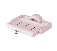 Porte-savon mural pour évier de cuisine et salle de bain, fixation à ventouse avec drainage intégré et plateau - Convient pour ranger des savons de bar et des petits accessoires (rouge clair)