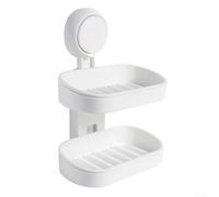 Porte-savon mural pour salles de bains sujettes à l'humidité, design facile à nettoyer (double couche, blanc)