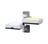 Porte-savon mural rotatif pour salle de bain et WC avec rangement multi-couches et drainage sans perçage en plastique (deux couches)