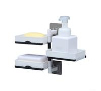 Porte-savon mural rotatif sans perçage, rangement multicouche pour drainage de salle de bain et toilettes, porte-savon en plastique blanc (trois couches)