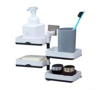 Porte-savon mural rotatif sans perçage, rangement multicouche pour drainage de salle de bain et toilettes, porte-savon en plastique blanc (quatre couches)