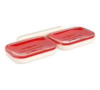 Porte-savon mural sans perçage pour lit simple Rouge | Fixation sans perçage, protège les murs, cavité unique, plastique rouge, facile à installer