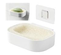 Porte Savon Mural, Support Savon Solide et Pratique pour Salle de Bain, Lavabo et Cuisine Porte Pavons Universel avec Bac Amovible et Rainures pour Séchage du Savon, Gain de Place et Montage Facile