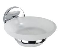 Porte savon mural - WENKO - Cuba - Zinc inox - Verre satiné - 11x5x13 cm