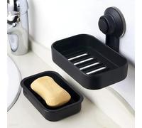 Porte-savon noir pour salle de bain - Porte-savon à ventouse avec drainage pour douche, barre en plastique, porte-savon pour la maison, la cuisine, les toilettes, sans perçage ni colle, amovible