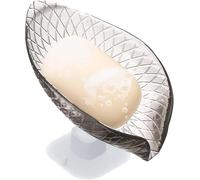 Porte-savon noir transparent - Porte-savon avec ventouse | Beau rangement de savon de douche pour éviers, porte-savon en forme de feuille pour brosses, supports et distributeurs