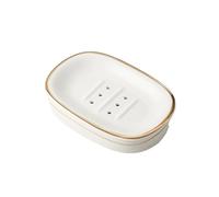 Porte-Savon Nordic Style Ceramic Plate Drain Indoor Sink Bathroom Kitchen Double-Layer Simple Tray Décoration Indispensable pour Votre Appartement