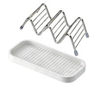 Porte-Savon,Organisateur Rangement Acier Inoxydable,Plateau à Savon en Métal pour Douche | pour Éponge Brosse Récureur Maison Appartement Évier Plan Travail Dortoir Camping-Car
