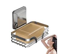 Porte-savon - Plateau à savon pour tasse d'aspiration | Plateau à savon mural | Panier de douche économiseur d'espace en acier inoxydable avec crochets Récipient de rangement mural pour salle de bain