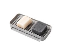 Porte-Savon Plateau Silicone Égouttant Rangement pour Éponge De Douche | Support Savon Déco Salle De Bain Maison évier appartement hôtel camping-car restaurant Gris moyen