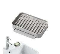 Porte-Savon Plateau Silicone Égouttant Rangement pour Éponge De Douche | Support Savon Déco Salle De Bain Maison évier appartement hôtel camping-car restaurant Gris Petit