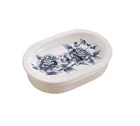 Porte-savon, porte-savon de style chinois, porte-savon en céramique peint à la main, porte-savon ovale en porcelaine, for décoration de salle de bain (f-14,5 x 10 x 3,5 cm)(C)