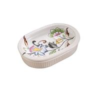 Porte-savon, porte-savon de style chinois, porte-savon en céramique peint à la main, porte-savon ovale en porcelaine, for décoration de salle de bain (f-14,5 x 10 x 3,5 cm)(F)