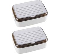 Porte-Savon, Porte-Savon en Plastique PP avec Couvercle, Double évacuation, Multicolore, for Salle de Bain et Voyage(Blanco,2pcs)