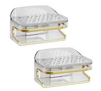 Porte-Savon, Porte-Savon Mural Multicolore (Lot de 2) avec éponge et égouttoir(Blanco)
