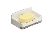 Porte Savon Porte-Savon Mural sans Perforation, Organisateur d'éponges, Accessoires for à Double égouttage pour la Salle de Bain(White)