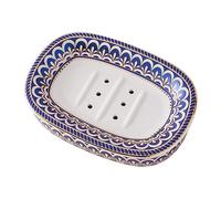 Porte-savon pour salle de bain, barre bleue en céramique avec égouttoir, grande taille pour le visage, le corps, la salle de bain, la cuisine, la baignoire, l'évier