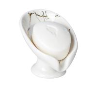 Porte Savon, Qixuer Céramique Ventouse en Forme De Feuille avec Drain Porte Eponge Evier Cuisine Support Savon Douche pour Stocker Eponges Brosses pour Salle de Bain Cuisine Balcon