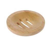 Porte-savon rond en bois naturel pour salle de bain