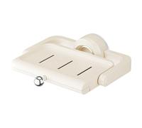 Porte-savon rotatif à ventouse pour mur ou table en plastique avec plateau de drainage pour savons de bain, vaisselle, éponge, accessoires de cuisine et de salle de bain (beige, taille unique)
