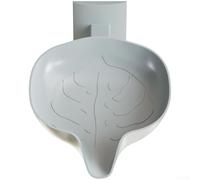 Porte-savon rotatif, avec design en forme de feuille naturelle, pour murs de salle de bain, avec 3 positions de réglage et drainage efficace sans perçage (gris, grand)