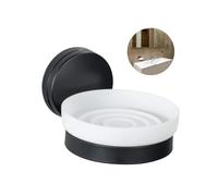 Porte-Savon Solide Mural - Porte-Savon Mural pour Salle de Bain, en Plastique et métal, 13 x 11 x 6 cm, Noir et Blanc