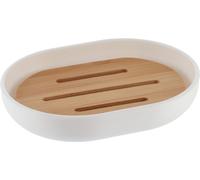 Porte-savon Tendance blanc plastique bambou 12,5x9,5x2,5 cm Décoration salle de bains