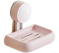 Porte-savon Ventouse Double Étage Perçage Porte-savon Ventouse | Installation perçage, ventouse pour forte, maintien sécurisé pour carrelage et verre, pour idéal salle de bain(Single pink)