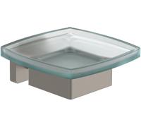 Porte-savon Villeroy & Boch Elements - Striking, porte-savon pour montage mural, porte-savon en verre satiné avec support en laiton, rectangulaire, nickelé brossé mat