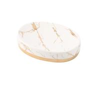 Porte-savons Porte-Savon à Motif marbre for Savon en Barre, Plateau Ovale Porcelaine Nouveaux indispensables pour la Maison(White)