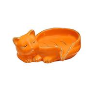 Porte-savons Porte-Savon décoratif en Forme de Chat créatif, Plat céramique à Drainage Automatique Décoration esthétique pour Salle de Bain(Orange)