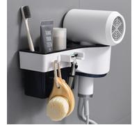 Porte Seche Cheveux Mural, Auto-adhésif Modes Support de Séchoir, Organisateur de sèche-Cheveux avec boîtes de Rangement