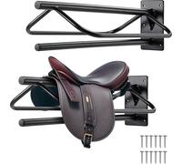 Porte-selle VEVOR avec barre de sellerie, set de 2 porte-selles muraux, porte-selle robuste en acier, porte-selle western et anglais pour écurie, grange, remorque, sellerie