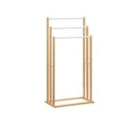Porte-serviette autoportant 3 barres - dim. 48L x 25l x 94H cm - bois bambou acier blanc