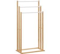 HomCom Porte-serviettes en bambou sur pieds 3 barres avec étagère 48x25,8x94 cm