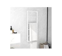 vidaXL Porte-Serviette Support Mural Support de Stockage de Salle de Bain Cintre à Serviettes Maison Intérieur Blanc 45x10x115 cm Acier