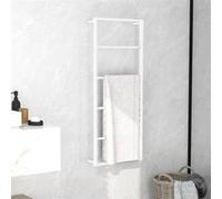 vidaXL Porte-Serviette Support Mural Support de Stockage de Salle de Bain Cintre à Serviettes Maison Intérieur Blanc 45x10x115 cm Acier