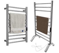Porte Serviette Chauffant,Seche Serviette Electrique sur Pied Et Mural,Radiateur Chauffe Serviette électrique Salle De Bain 304 Acier Inoxydable 10 Barres,Plug-in